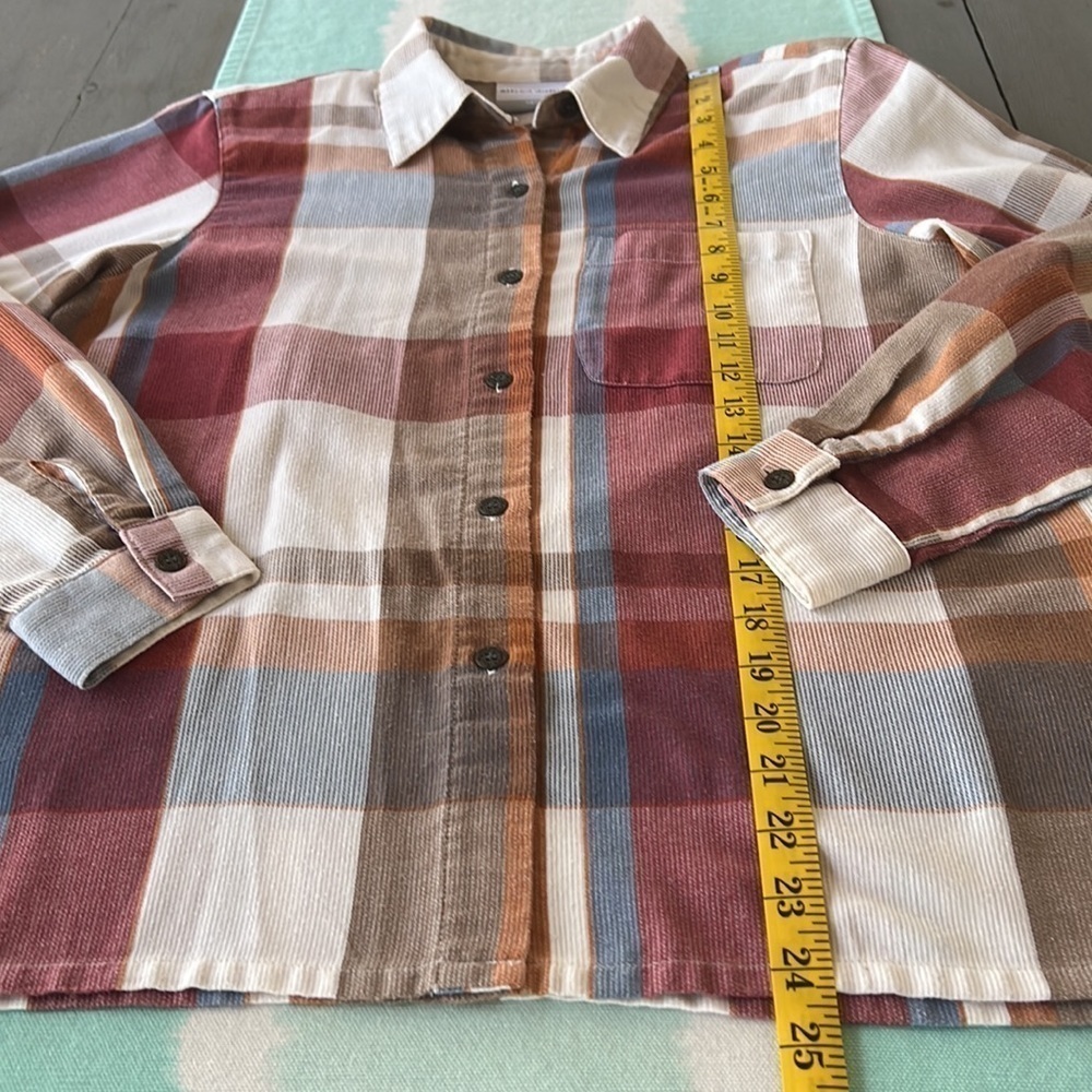 Vintage Alfred Dunner Plaid Button Down Shirt Roll Tab Lightweight Shacket - Picture 11 of 12